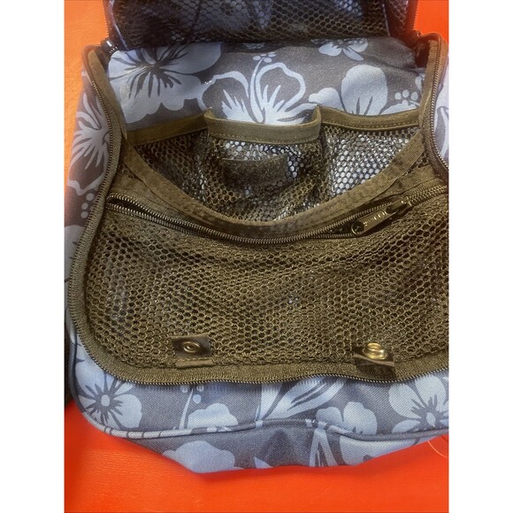 L. L. Bean Toiletry Shower Hook Floral Blue Hawaiian Tropical Hanging Travel Bag - Picture 5 of 10